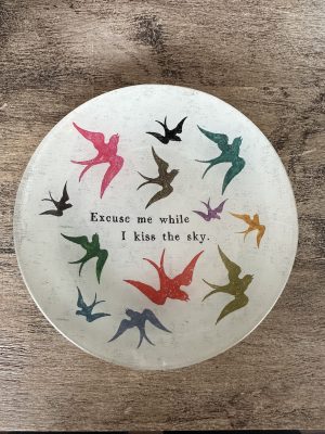 "Kiss the Sky" round bird trinket dish