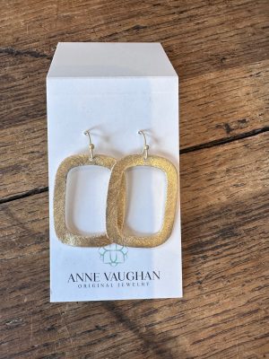 Rectangle Brushed Gold Hoop Earrings